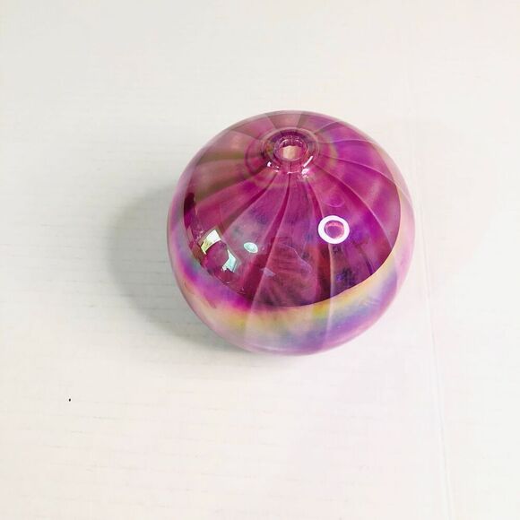anton intaglio art glass oil lamp pink swirl iridescent orb hand blown home - Picture 4 of 9